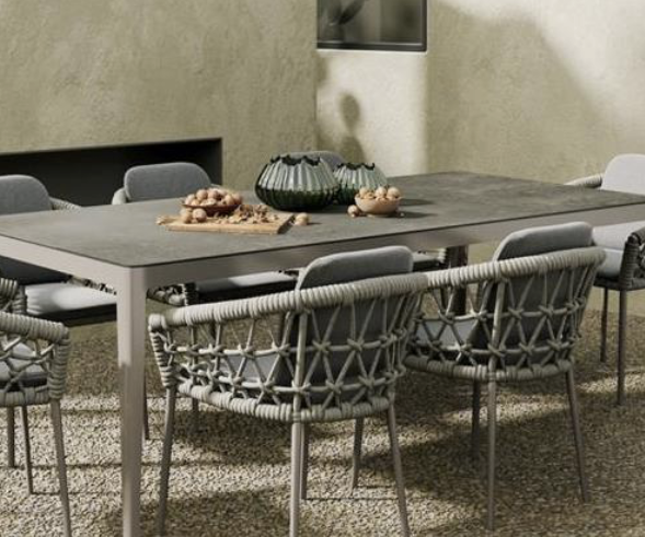 Venus Dining Table 180 Ceramic Glass Top Dark Grey